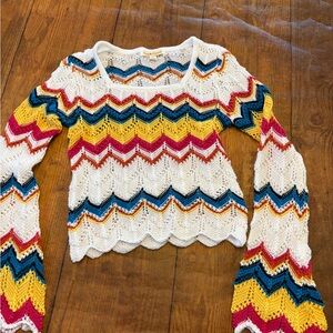 Poof! Multicolor Chevron‎ Knit Sweater